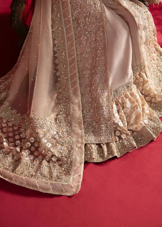 Classic Nude Embroidered Gharara Kameez Style Pakistani Wedding Dress