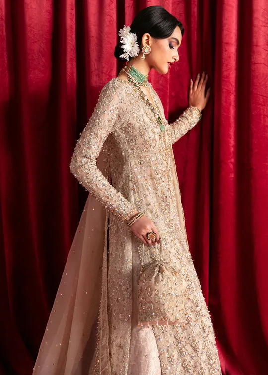 Classic Nude Embroidered Gharara Kameez Style Pakistani Wedding Dress