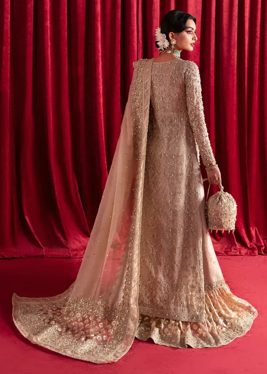 Classic Nude Embroidered Gharara Kameez Style Pakistani Wedding Dress