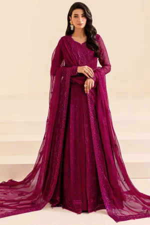Classic Pakistani Wedding Wear Pishwas Frock in Magenta Color