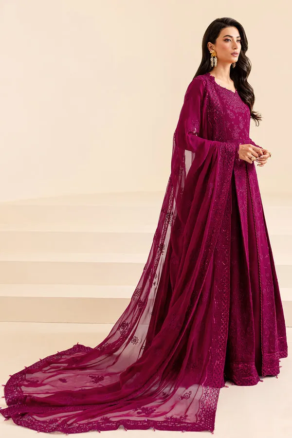Classic Pakistani Wedding Wear Pishwas Frock in Magenta Color