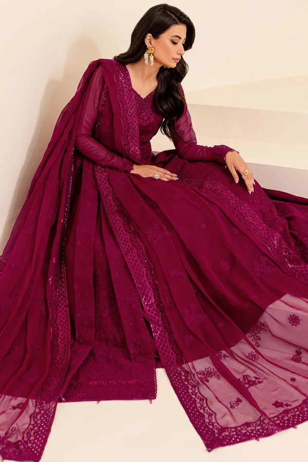 Classic Pakistani Wedding Wear Pishwas Frock in Magenta Color