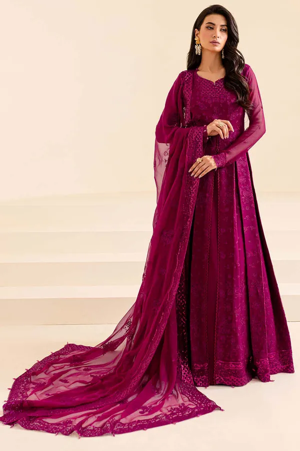 Classic Pakistani Wedding Wear Pishwas Frock in Magenta Color
