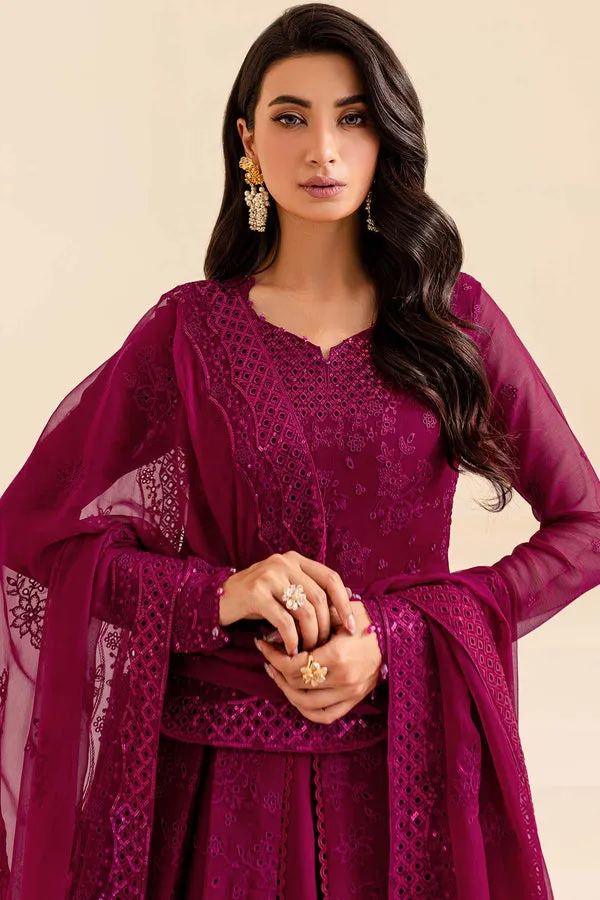 Classic Pakistani Wedding Wear Pishwas Frock in Magenta Color