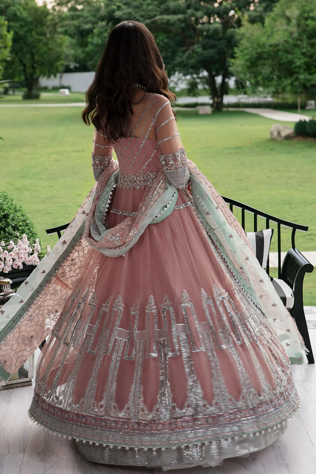 Classic Pink Embroidered Pakistani Wedding Dress Pishwas Frock