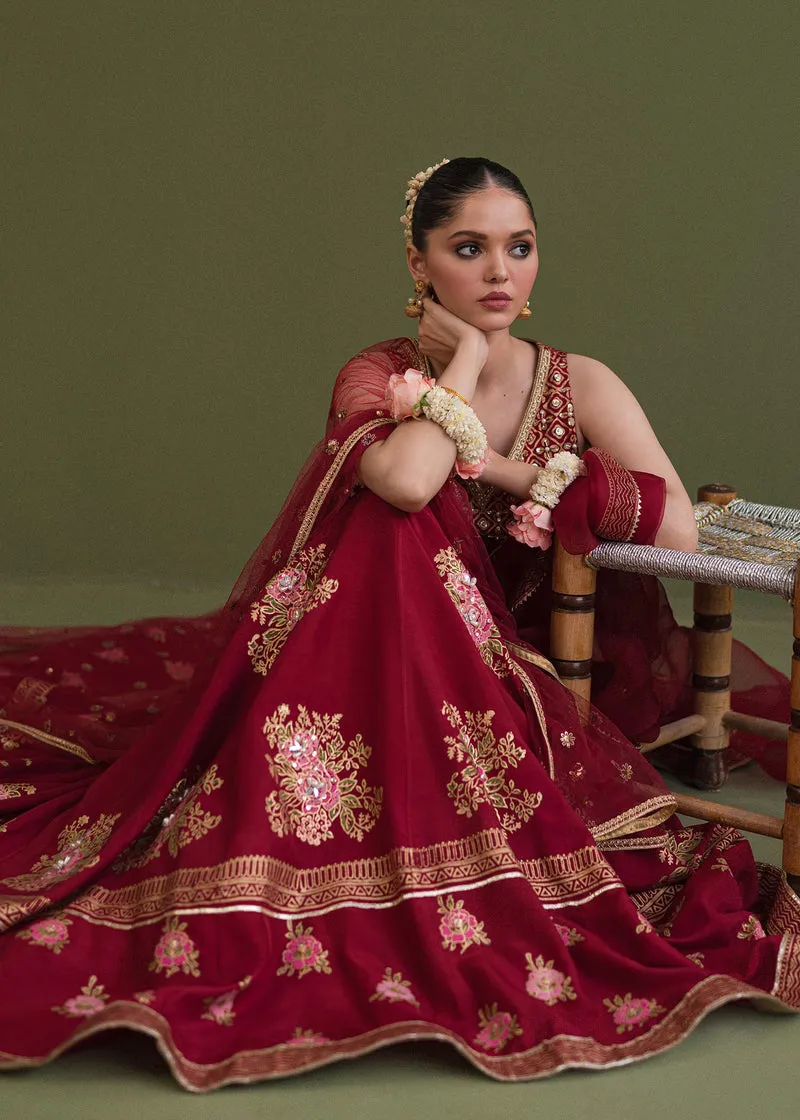 Classic Red Pakistani Wedding Wear Embroidered Lehenga Choli Duaptta