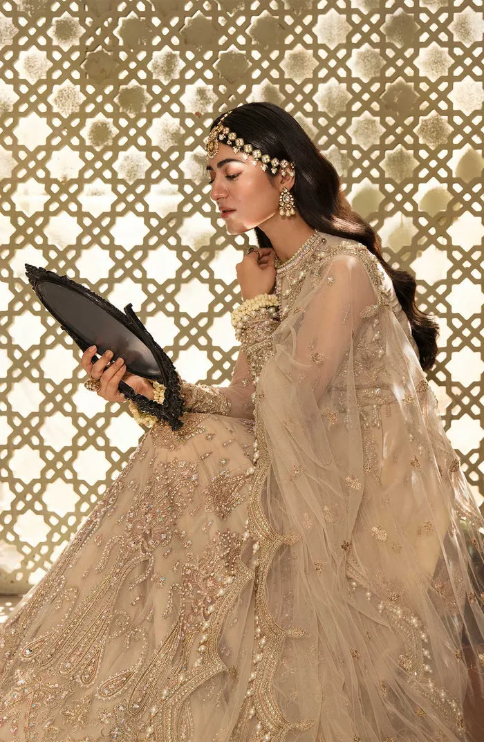 Classic Silver Heavily Embellished Pakistani Wedding Dress in Pishwas Style