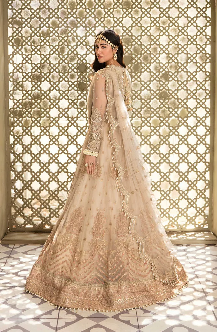Classic Silver Heavily Embellished Pakistani Wedding Dress in Pishwas Style