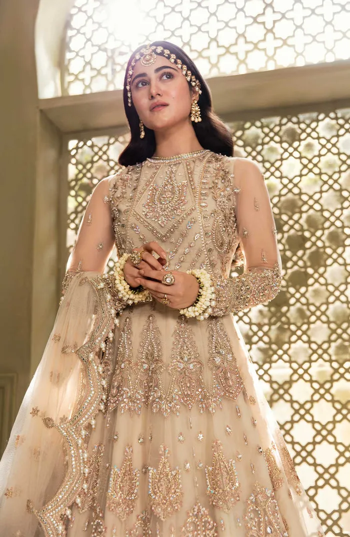 Classic Silver Heavily Embellished Pakistani Wedding Dress in Pishwas Style