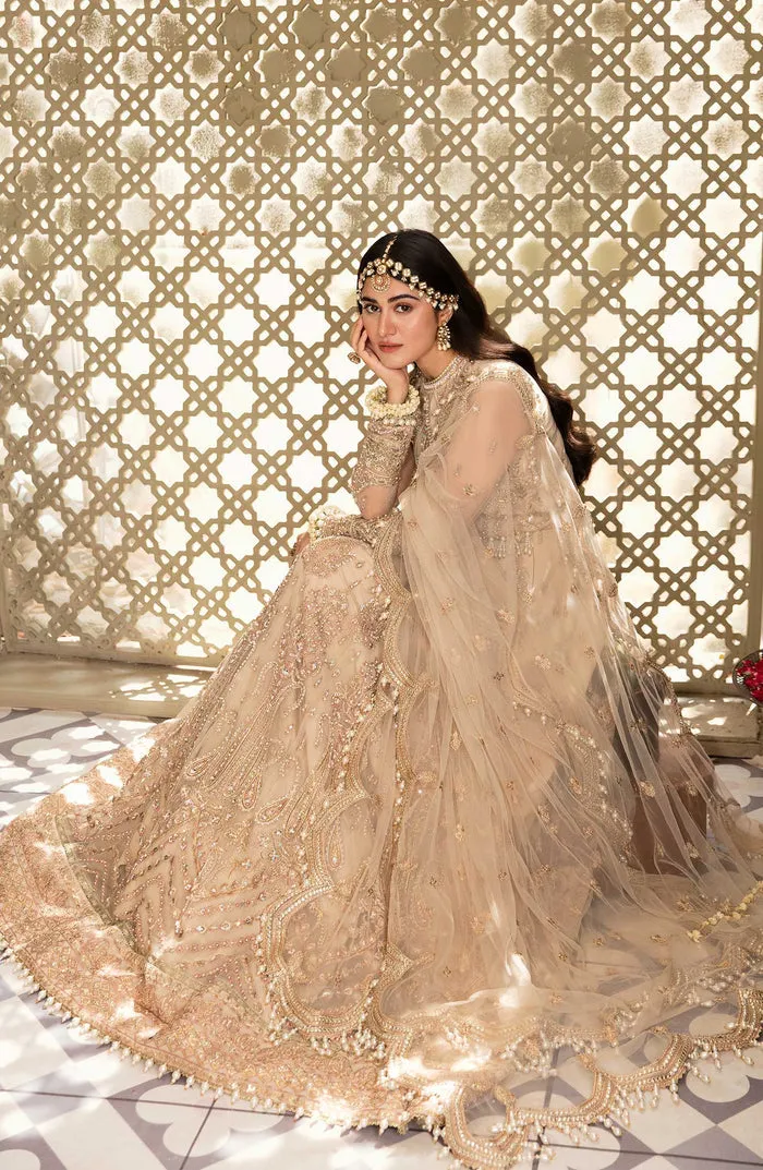 Classic Silver Heavily Embellished Pakistani Wedding Dress in Pishwas Style
