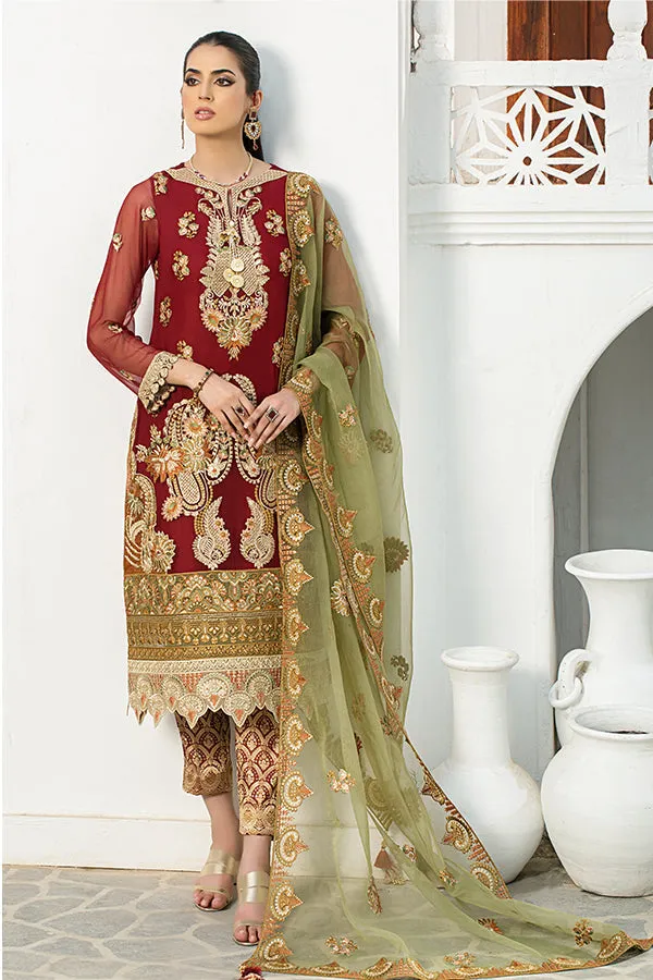 Classical Maroon Heavily Embellished Pakistani Kameez Salwar Suit