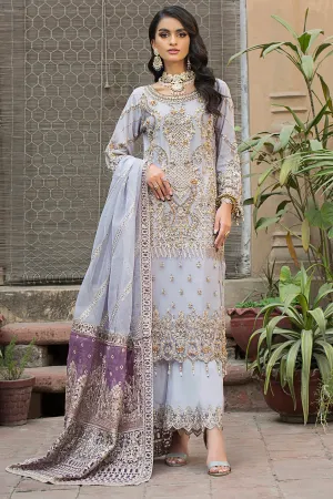Cloudy Grey Hand Embellished Kameez Trousers Pakistani Party Dress