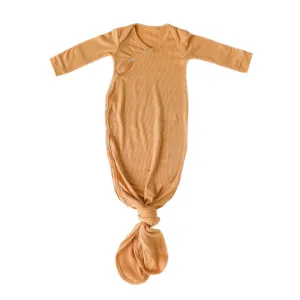 Copper Pearl Rib Knit Newborn Knotted Gown - Dolce