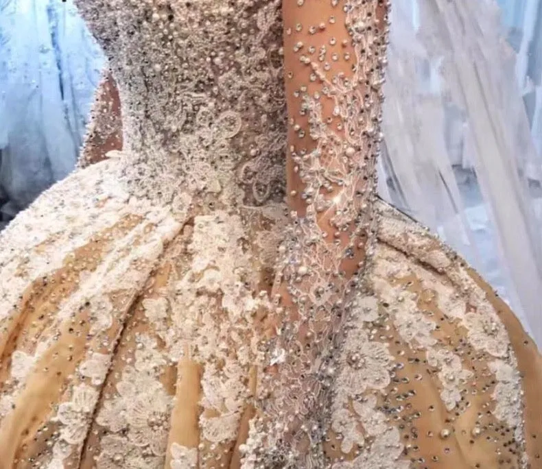 Custom Made Beaded Lace Bridal Dress