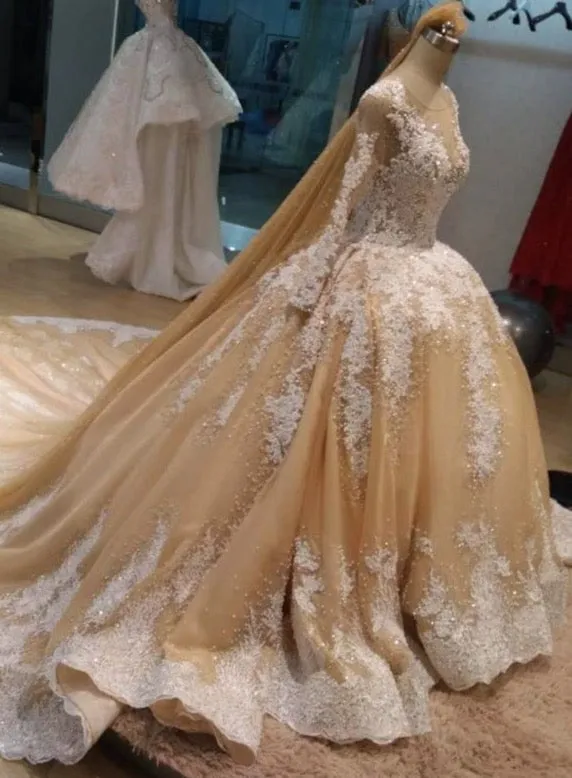 Custom Made Beaded Lace Bridal Dress