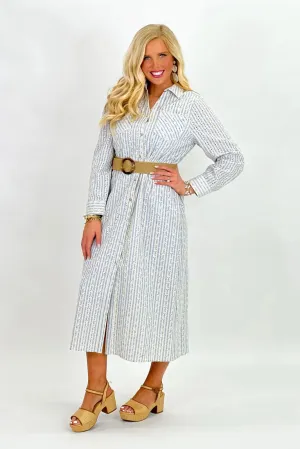 Denim Embroidery Striped Dress