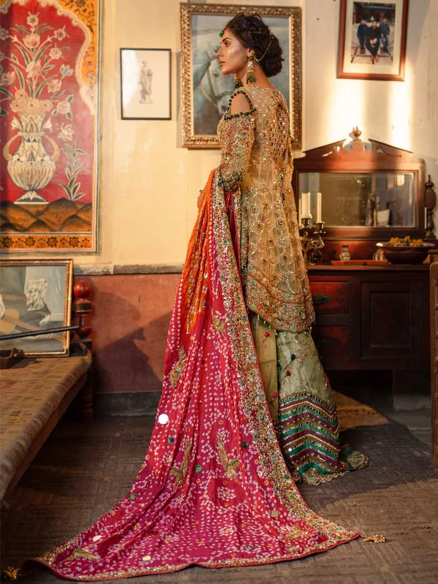Designer Bridal Gharara Shirt for Mehndi #C2053