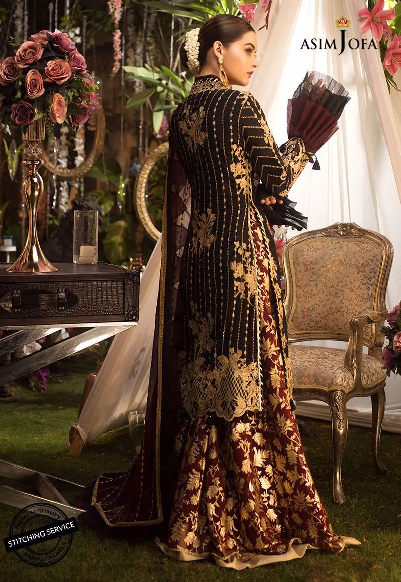 Designer Chiffon Gharara Shirt in Black Color #C2002