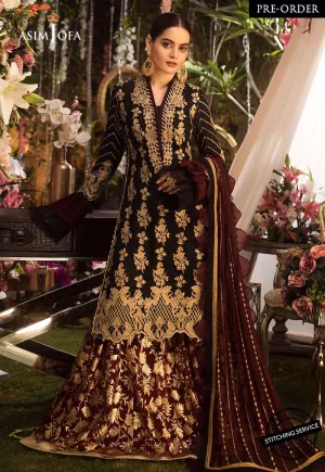 Designer Chiffon Gharara Shirt in Black Color #C2002
