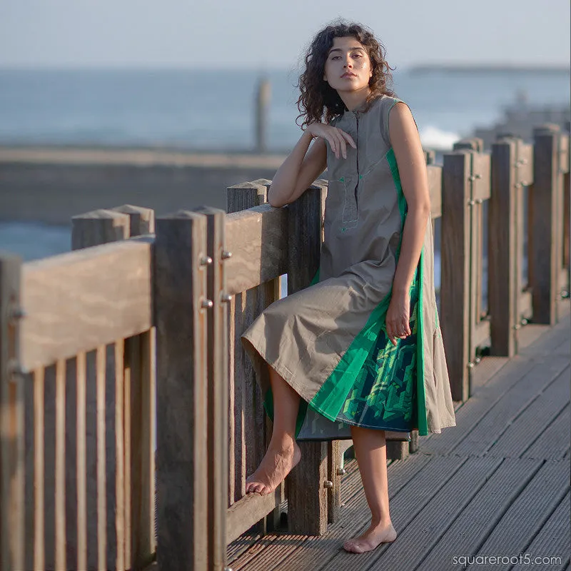 Dress "Cosmic Tetris" model "LGG" Long Gray-Green