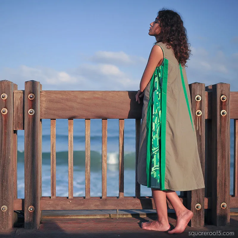 Dress "Cosmic Tetris" model "LGG" Long Gray-Green