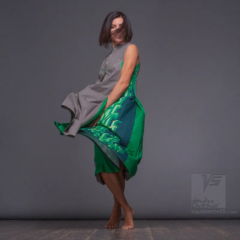 Dress "Cosmic Tetris" model "LGG" Long Gray-Green
