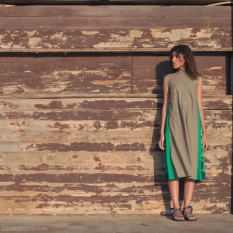 Dress "Cosmic Tetris" model "LGG" Long Gray-Green