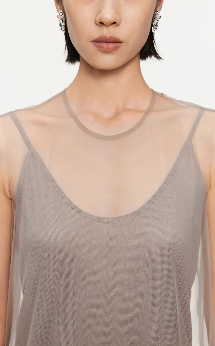 Dresses / JNBY A-line Mesh Above-the-knee Sleeveless Dresses