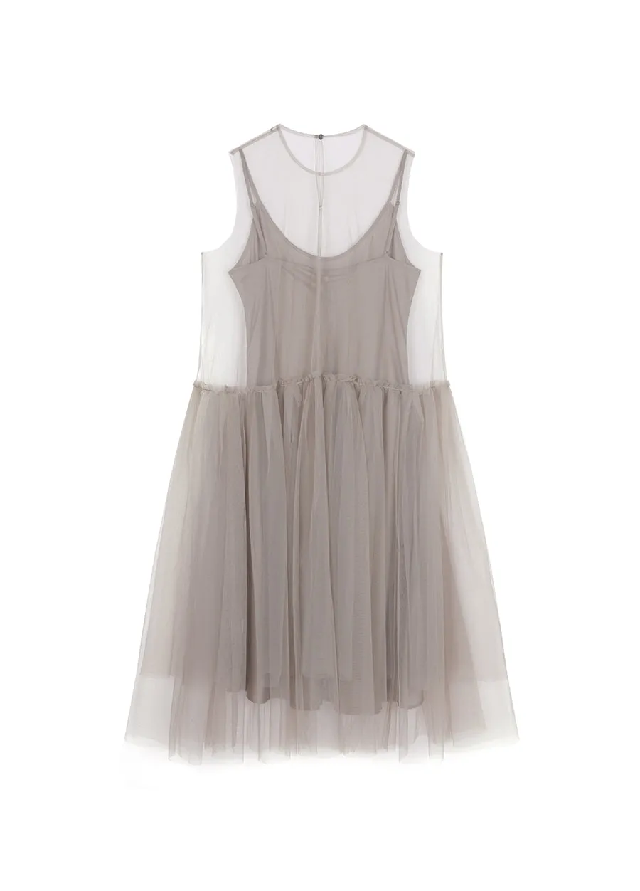 Dresses / JNBY A-line Mesh Above-the-knee Sleeveless Dresses