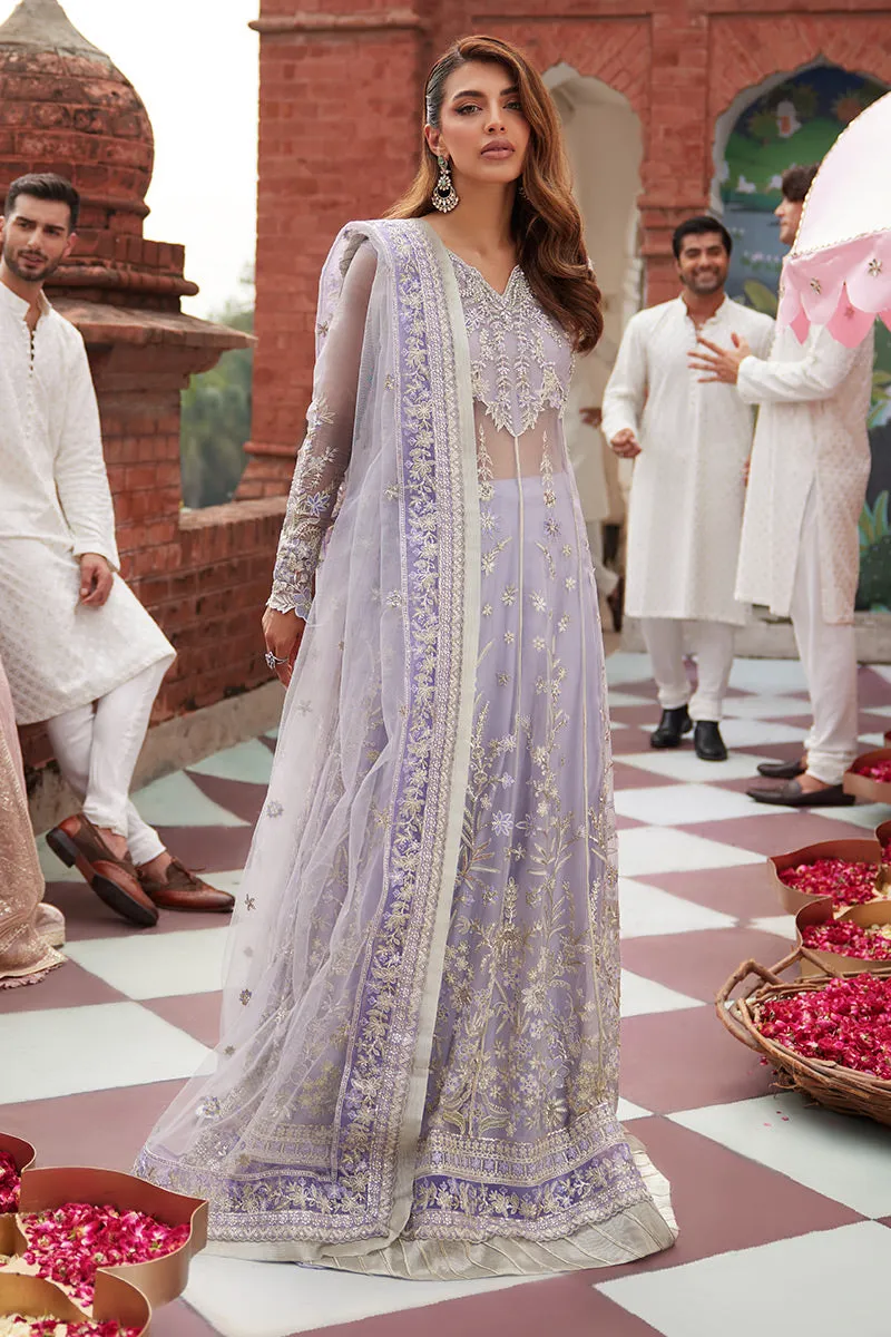 Elegant Embroidered Pakistani Wedding Dress Pishwas Frock in Lilac Shade