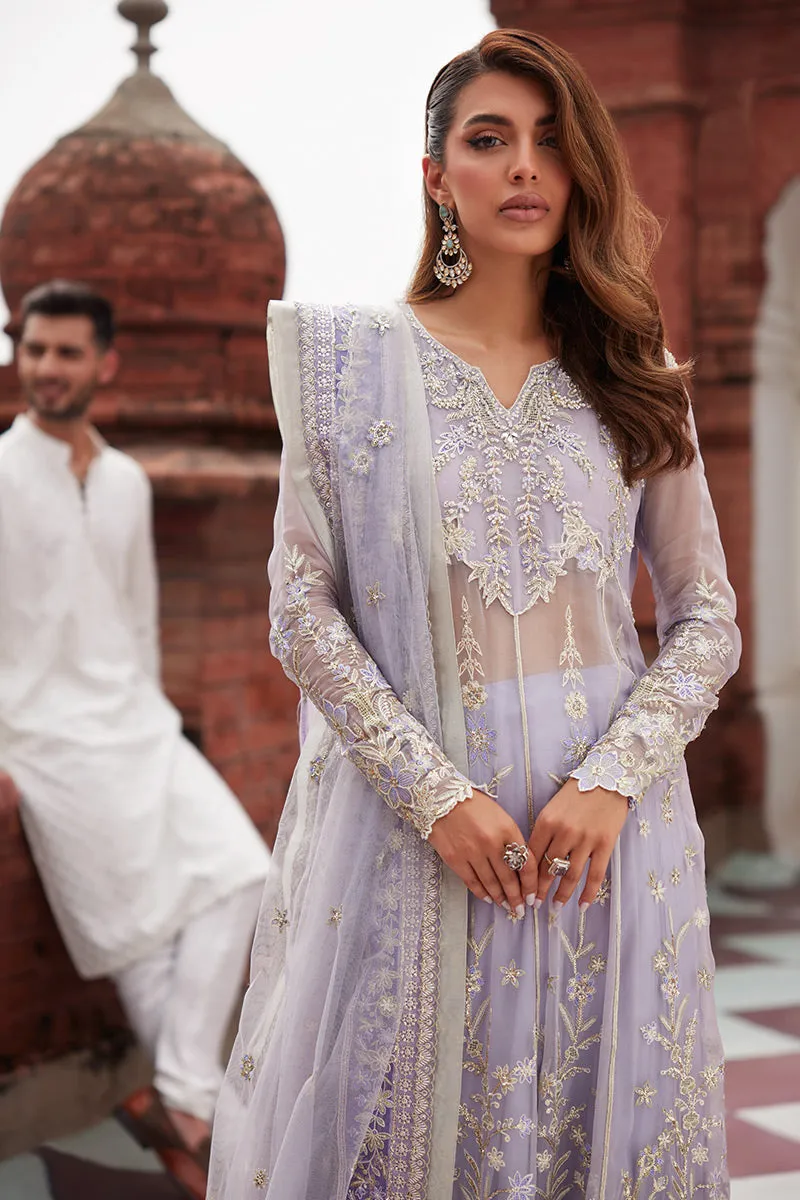 Elegant Embroidered Pakistani Wedding Dress Pishwas Frock in Lilac Shade