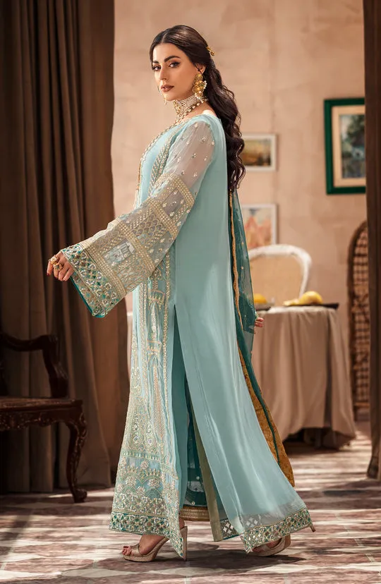 Elegant Heavily Embellished Aqua Blue Pakistani Kameez Wedding Dress