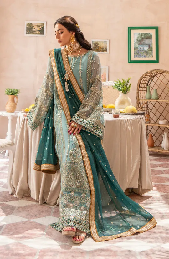 Elegant Heavily Embellished Aqua Blue Pakistani Kameez Wedding Dress