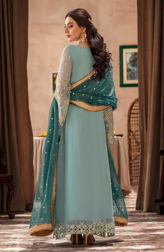 Elegant Heavily Embellished Aqua Blue Pakistani Kameez Wedding Dress