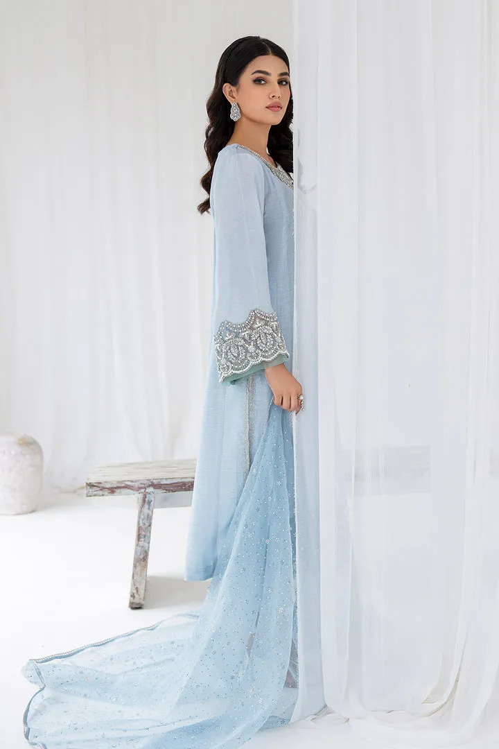 Elegant Ice Blue Embroidered Pakistani Salwar Kameez Dupatta Suit