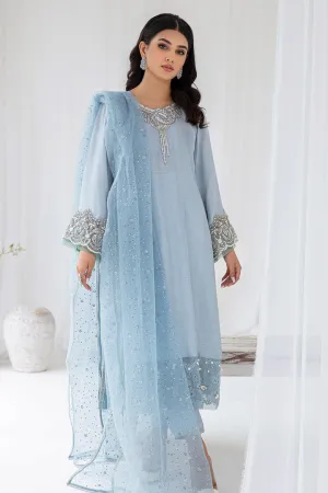 Elegant Ice Blue Embroidered Pakistani Salwar Kameez Dupatta Suit