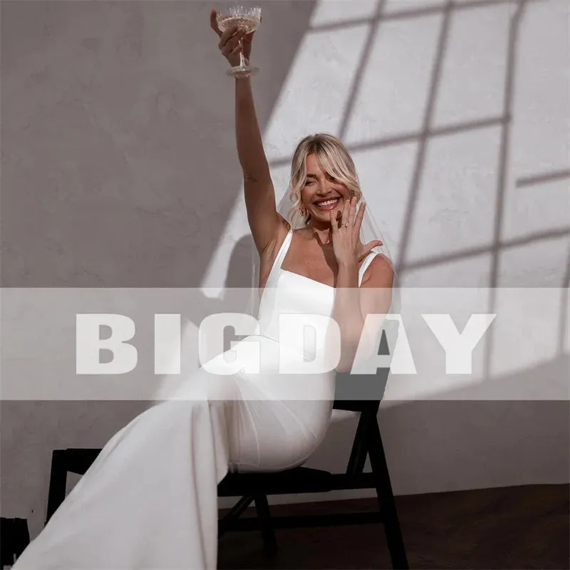 Elegant Mermaid Wedding Dresses Women Spaghetti Strap Open Back