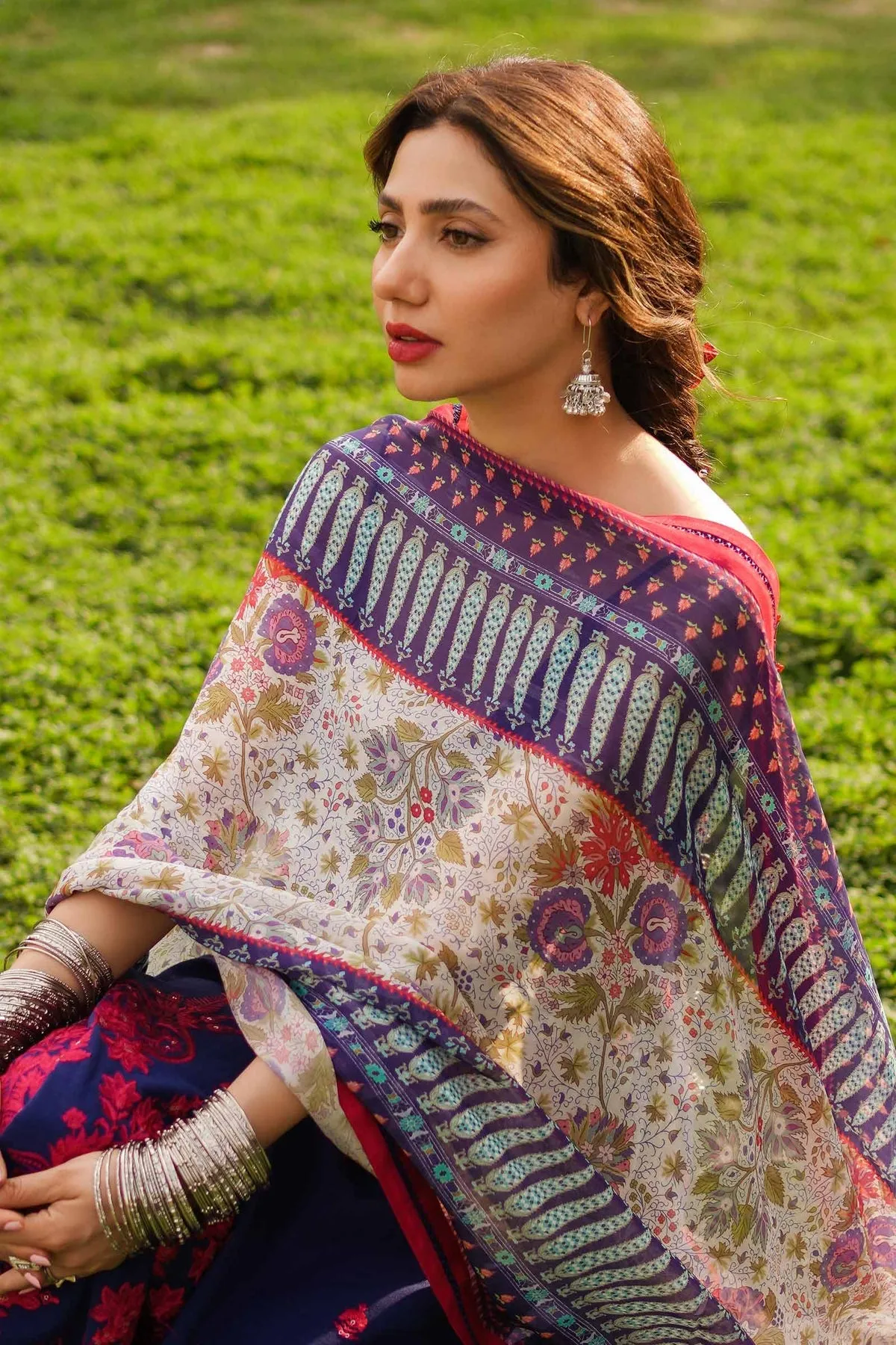 Embellished Blue Frock Churidar for Pakistani Party Dresses