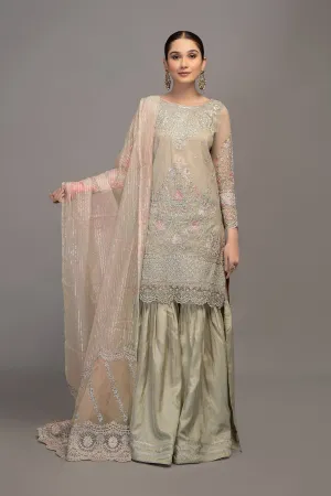 Embellished Green Sharara Kameez Pakistani Party Dresses