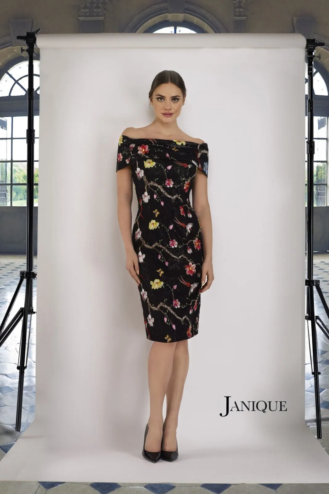 Embroidered Floral Cocktail Dress