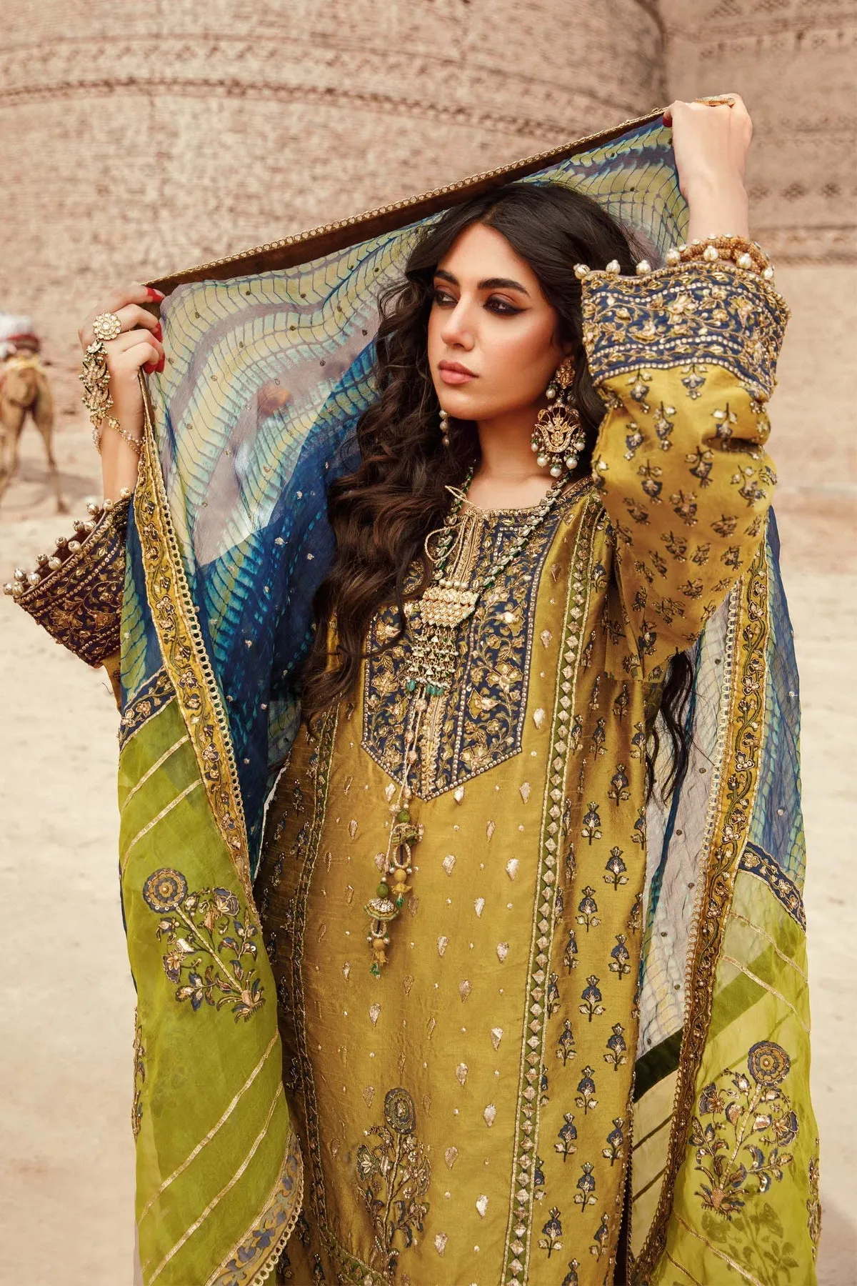 Embroidered Mustard Salwar Kameez Pakistani Party Dresses
