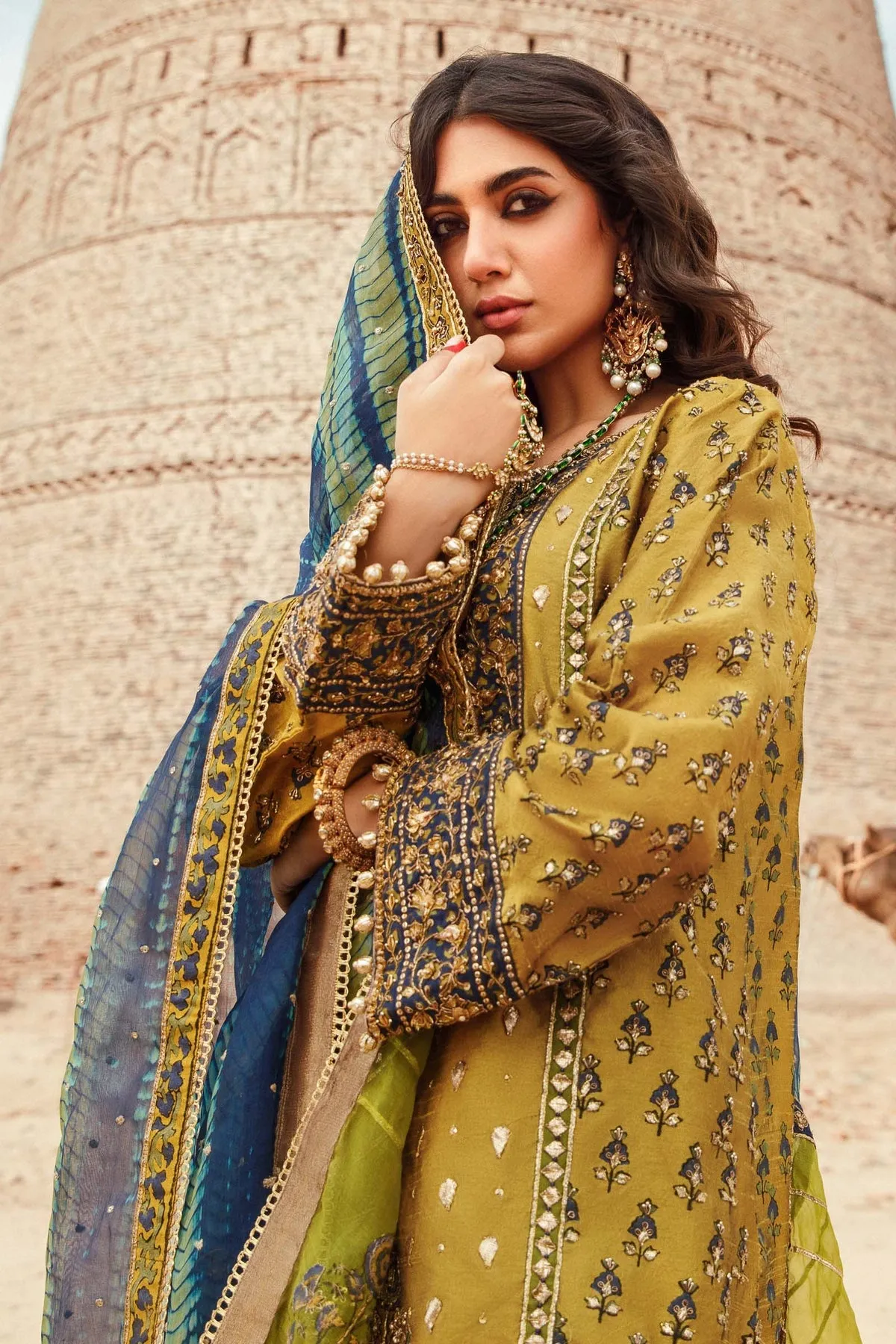 Embroidered Mustard Salwar Kameez Pakistani Party Dresses