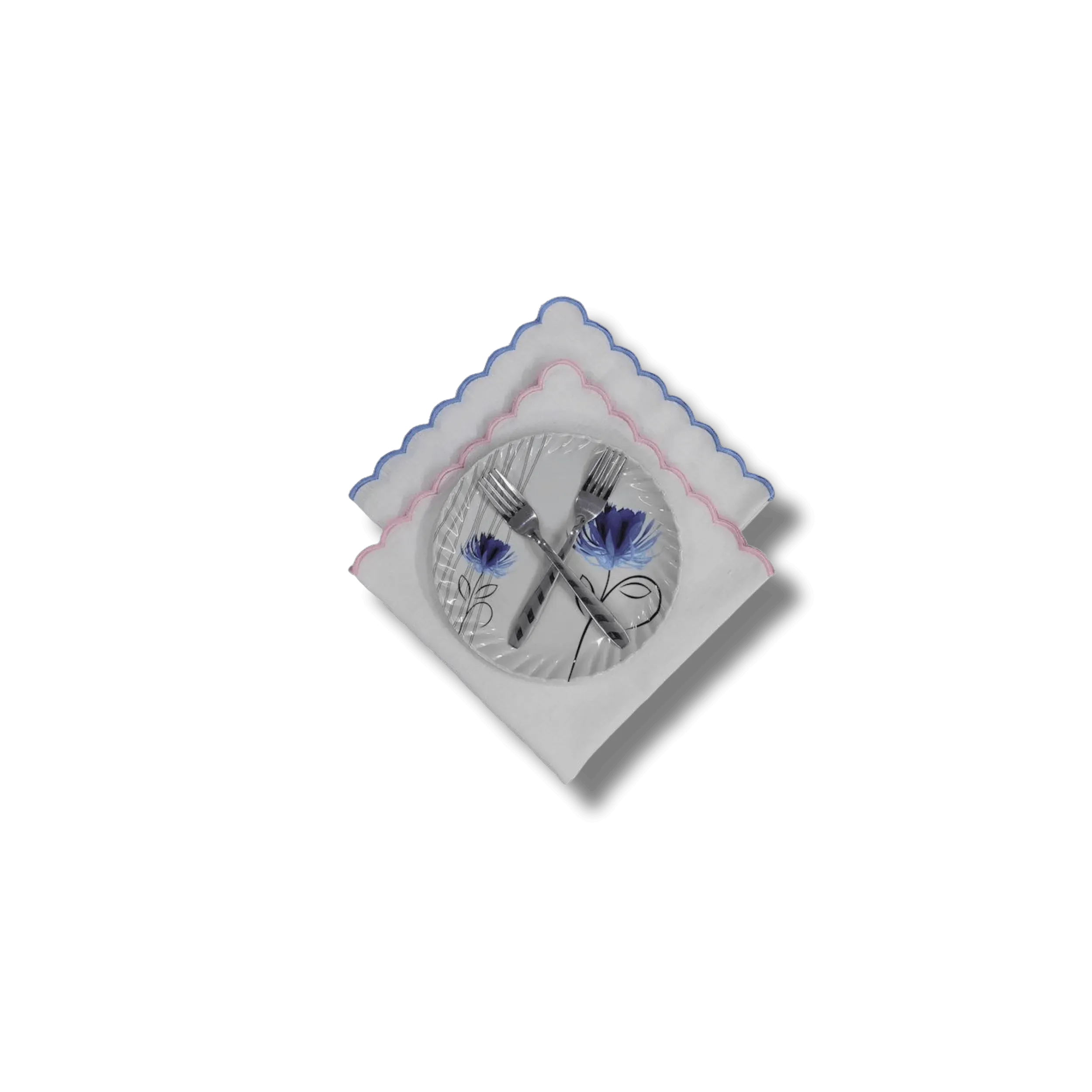 Embroidered Trim White Linen Napkins