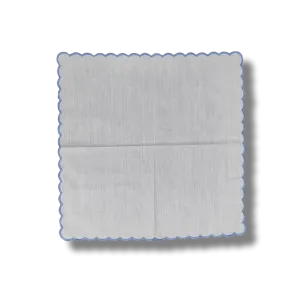 Embroidered Trim White Linen Napkins