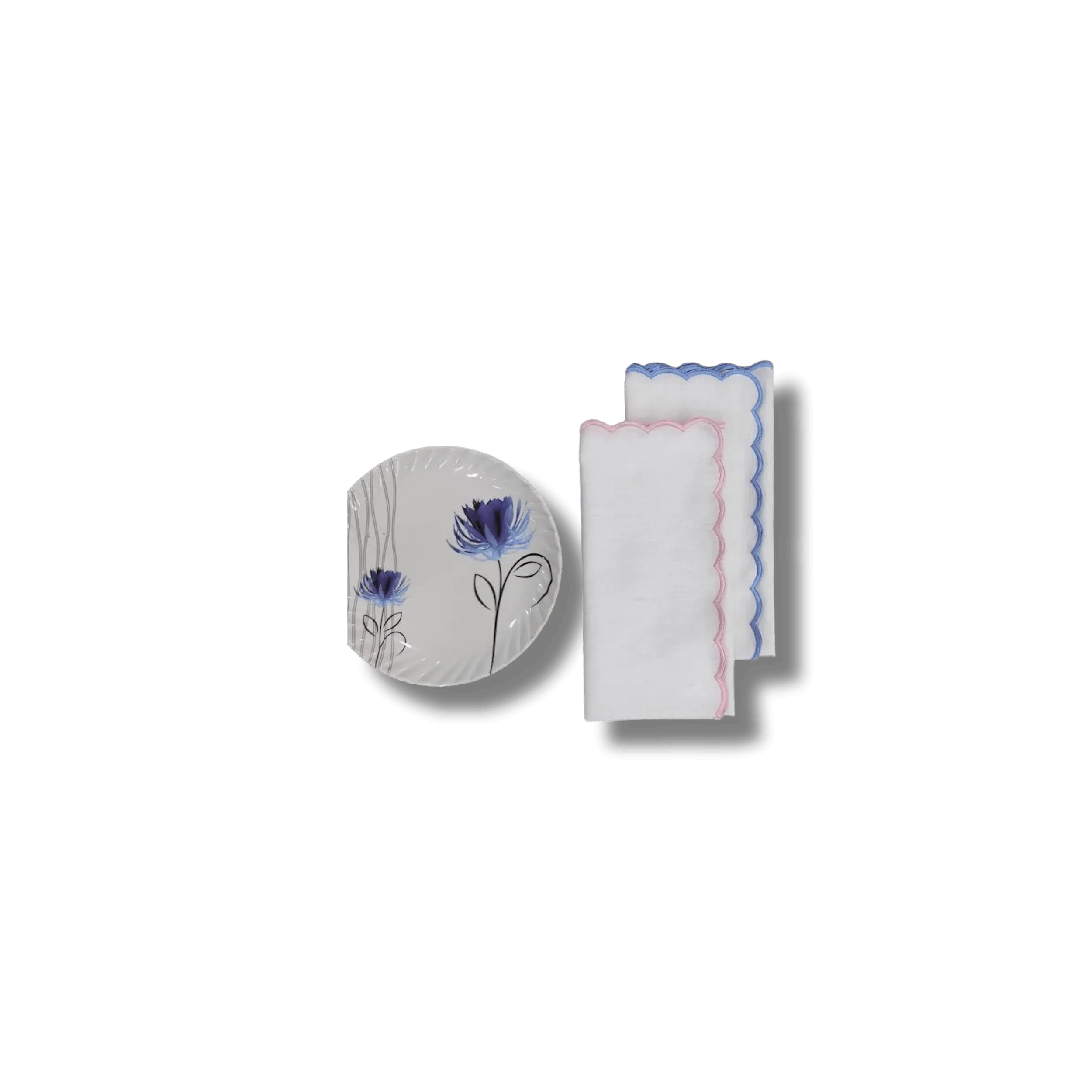 Embroidered Trim White Linen Napkins