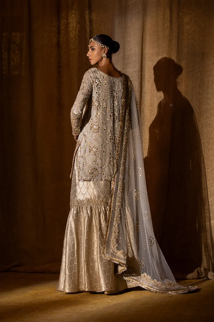 Embroidered White Sharara Shirt Pakistani Wedding Dresses
