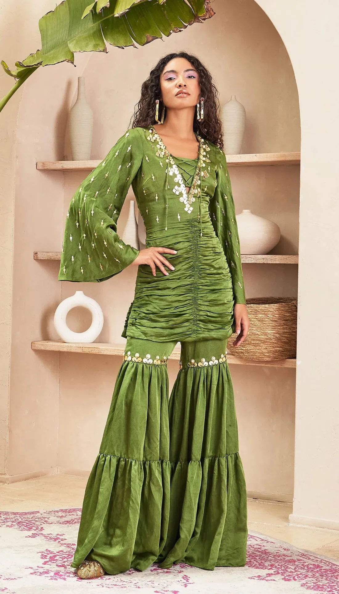 ESTHER - GREEN TUNIC & PANT SET