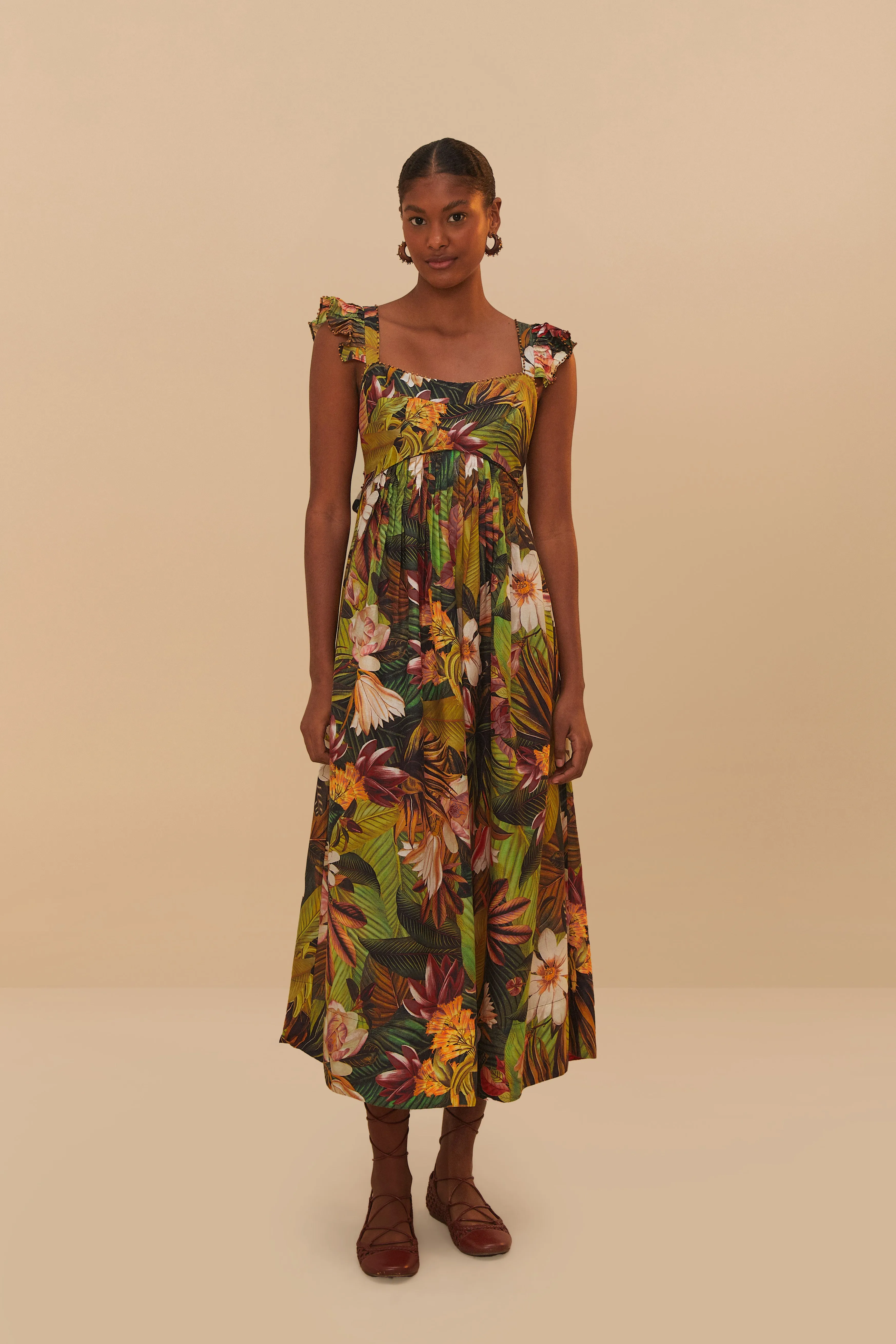 FARM RIO BOTANICAL FOREST MULTICOLOR MAXI DRESS