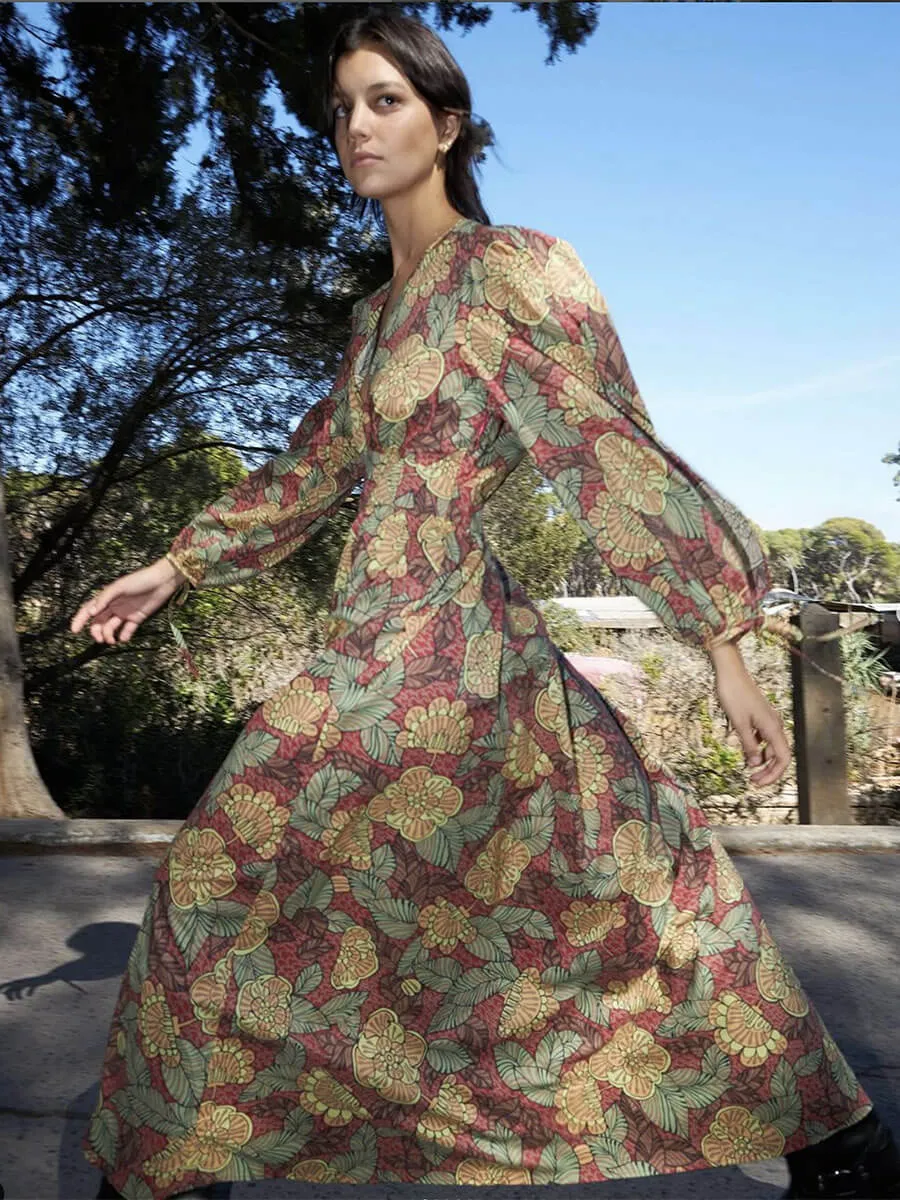 Flowerprinted Cotton Maxi Dress