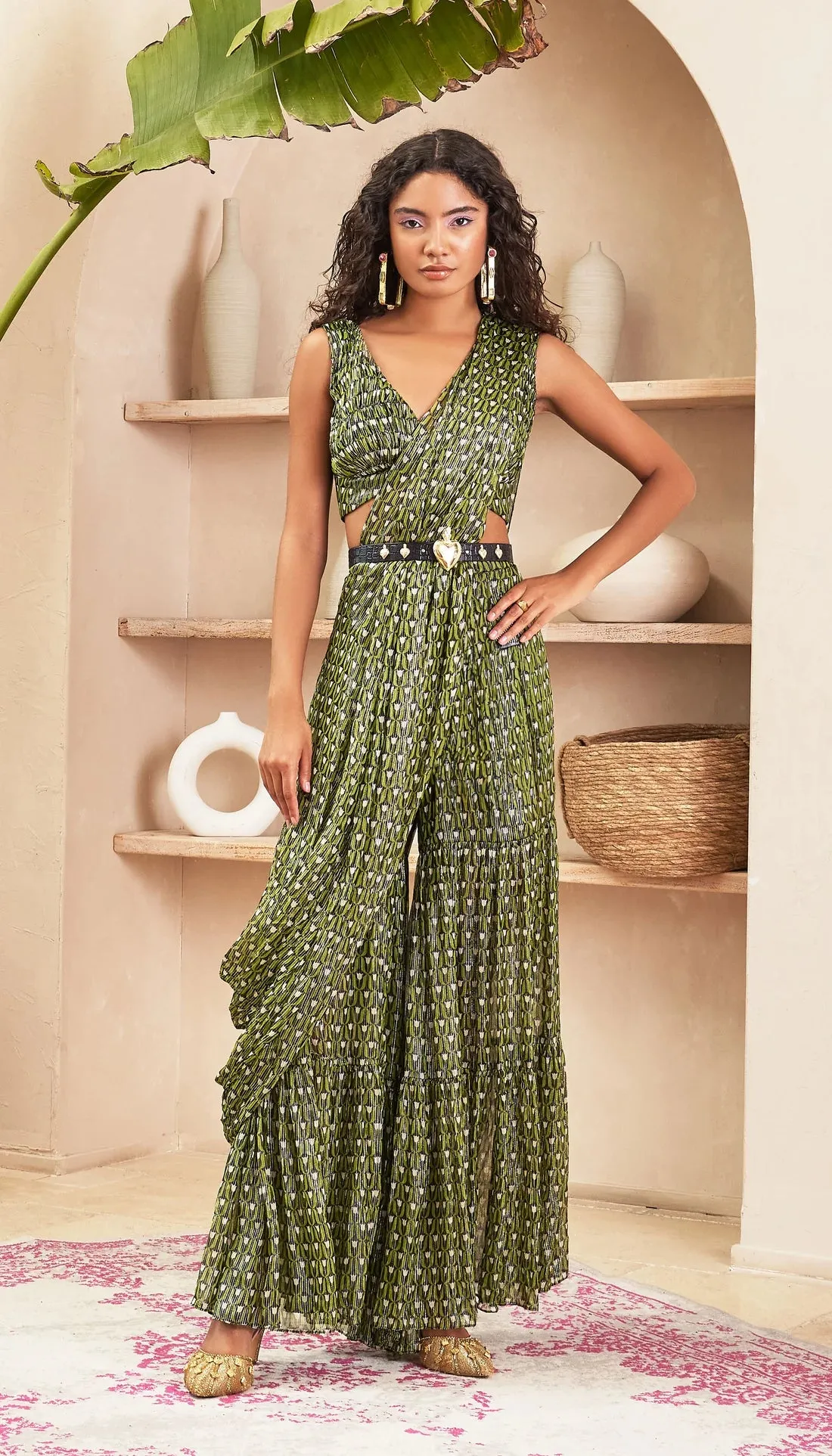 FREYAH - BLACK SHARARA SARI SET